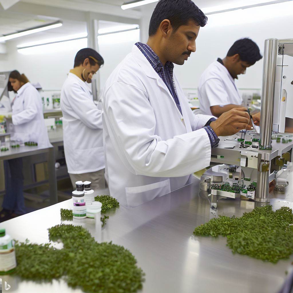 About Us : Person wearing a white lab coat conducting tests in a laboratory, representing Span Laboratories Pvt Ltd's commitment to quality and precision in Ayurvedic manufacturing.